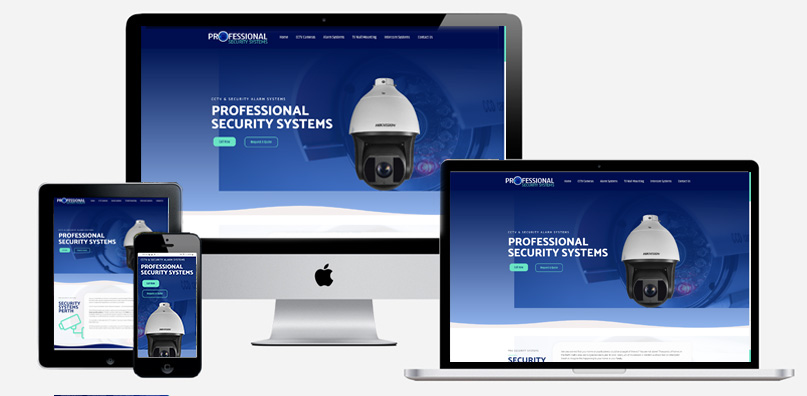 Mock up photo of Pro Security Systems Website
